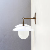 Two-Light Brass Wall Sconce with 8-Inch Opal Glass Cone Shades
