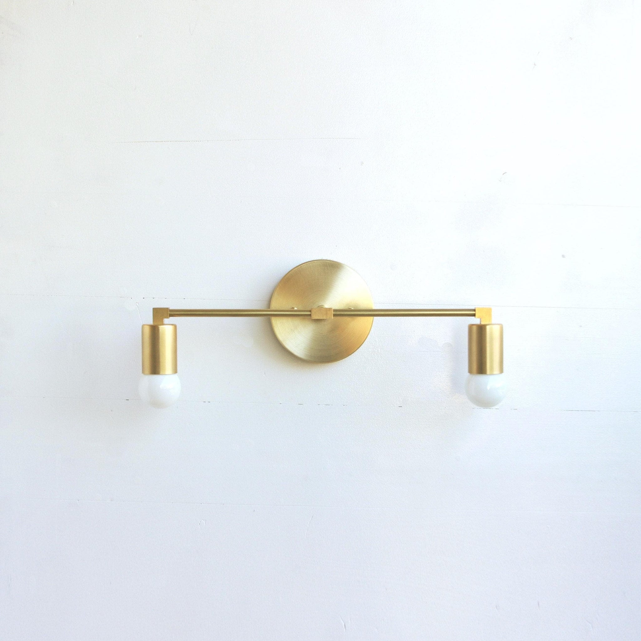 Two-Light Brass Wall Sconce with Asymmetric Arms