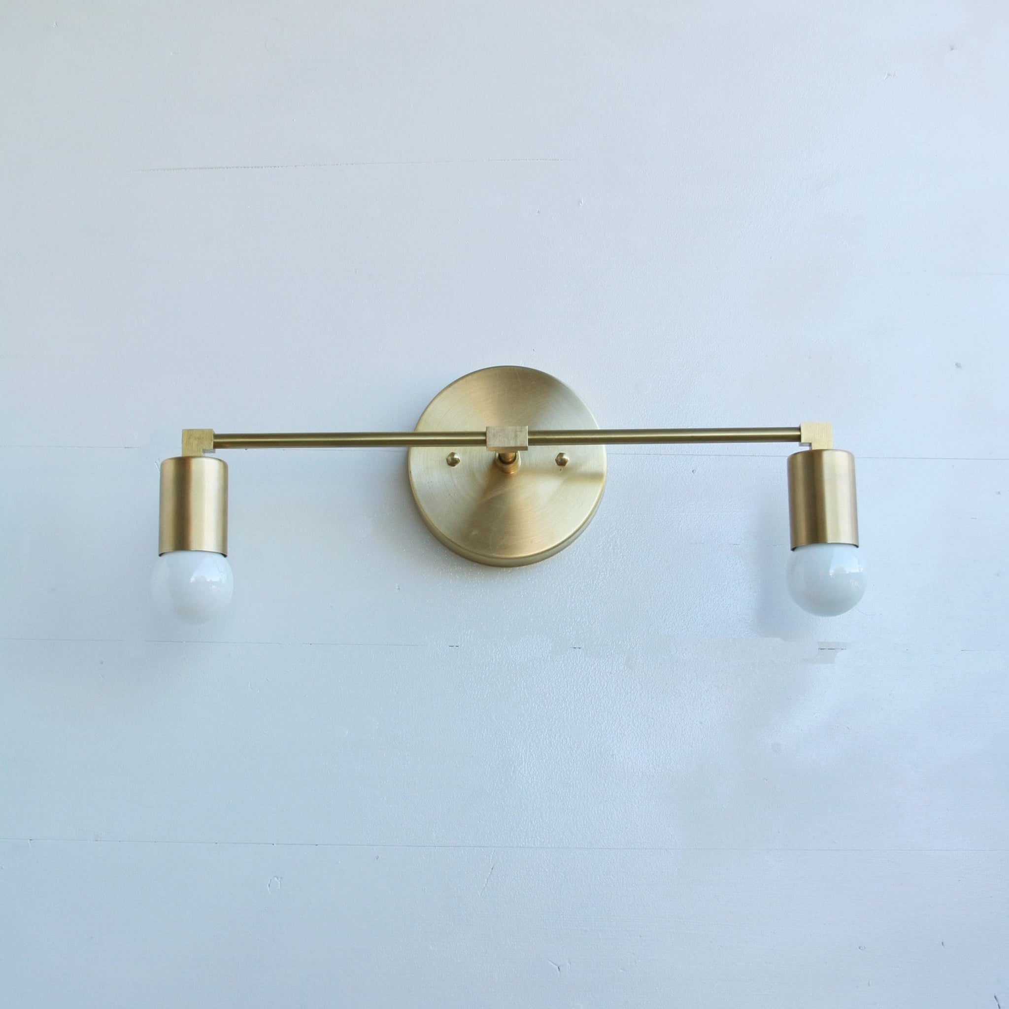 Two-Light Brass Wall Sconce with Asymmetric Arms