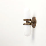 Two-Light Brass Wall Sconce with Clamped Alabaster Capsules
