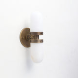 Two-Light Brass Wall Sconce with Clamped Alabaster Capsules