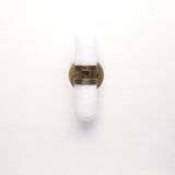 Two-Light Brass Wall Sconce with Clamped Alabaster Capsules