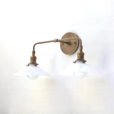 Two-Light Brass Wall Sconce with Opal Glass Cone Shades