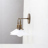 Two-Light Brass Wall Sconce with Opal Glass Cone Shades