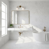 Two-Light Brass Wall Sconce with Opal Glass Globe Shades