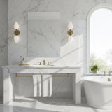 Two-Light Brass Wall Sconce with Opal Tulip Shades