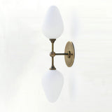 Two-Light Brass Wall Sconce with Opal Tulip Shades