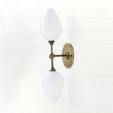 Two-Light Brass Wall Sconce with Opal Tulip Shades