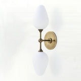 Two-Light Brass Wall Sconce with Opal Tulip Shades