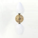 Two-Light Brass Wall Sconce with Opal Tulip Shades