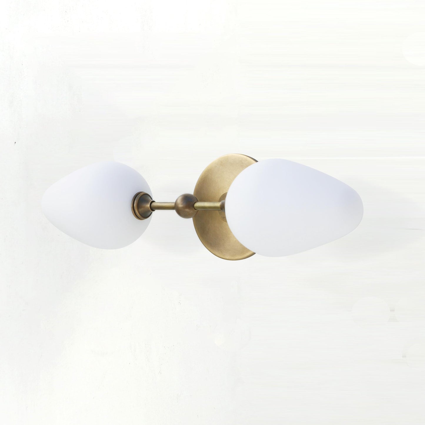Two-Light Brass Wall Sconce with Opal Tulip Shades