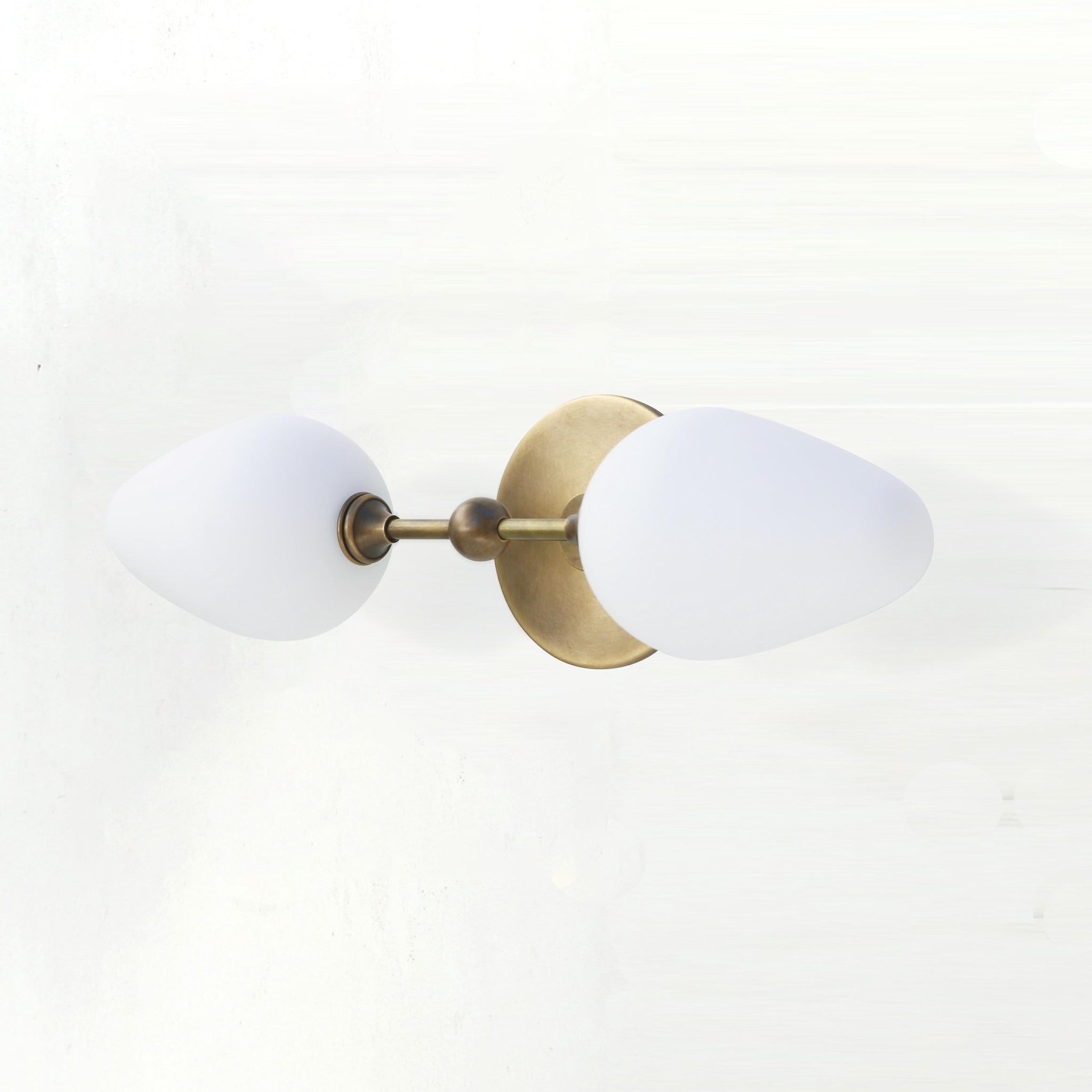 Two-Light Brass Wall Sconce with Opal Tulip Shades