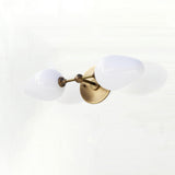 Two-Light Brass Wall Sconce with Opal Tulip Shades
