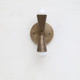 Two-Light Brass Wall Sconce with Opposed Cone Sockets
