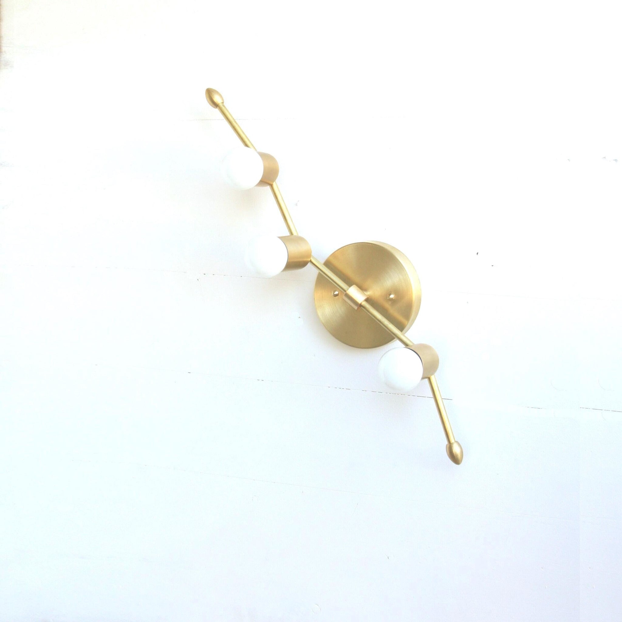 Two-Light Brass Wall Sconce with Rotating Bar
