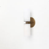 Two-Light Brass Wall Sconce with Stacked Alabaster Cylinders