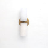 Two-Light Brass Wall Sconce with Stacked Alabaster Cylinders