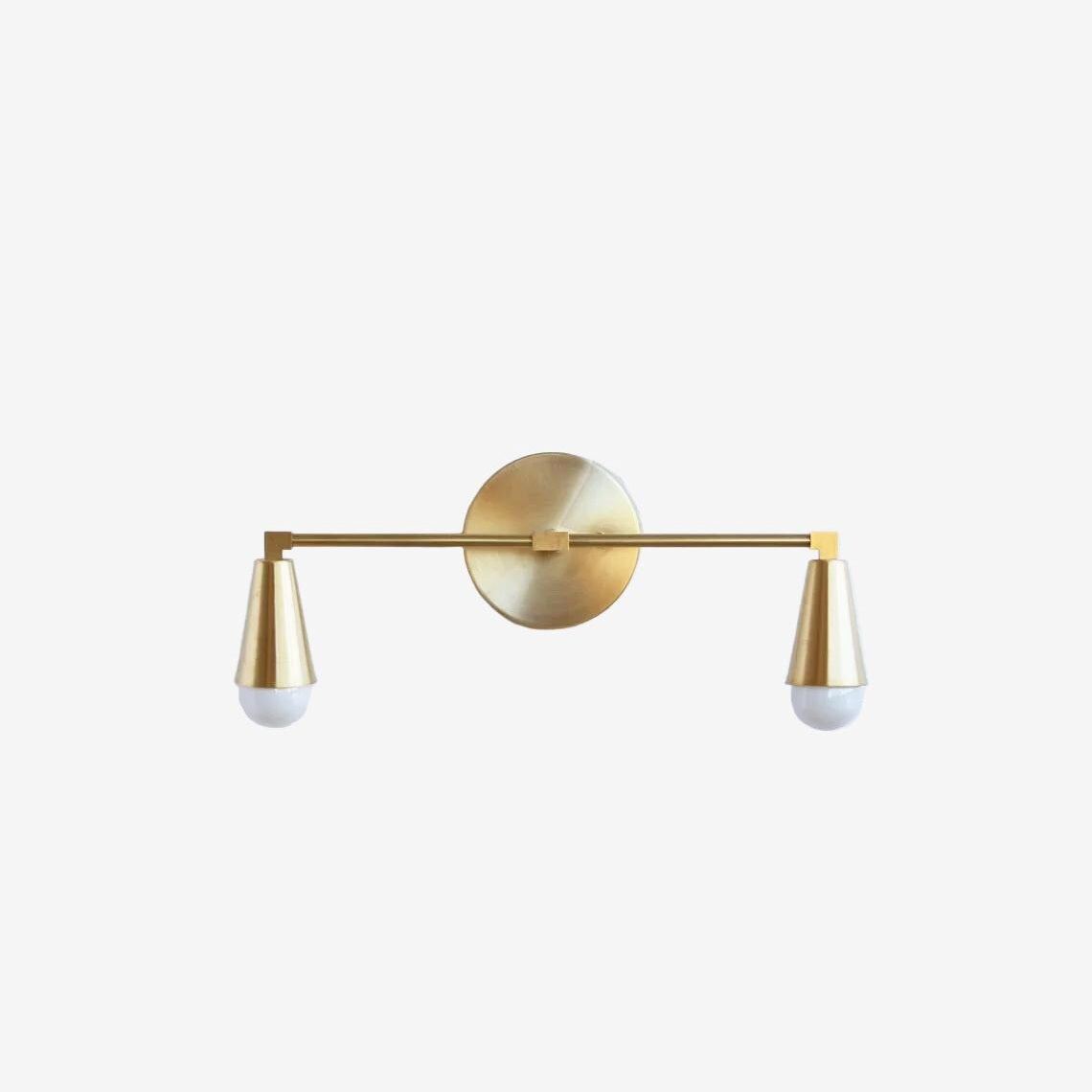 Two-Light Brass Wall Sconce with Tapered Socket Cups