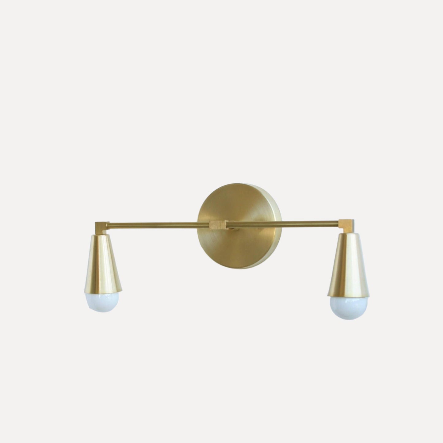 Two-Light Brass Wall Sconce with Tapered Socket Cups
