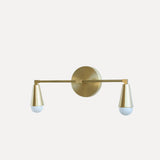 Two-Light Brass Wall Sconce with Tapered Socket Cups
