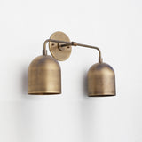 Two-Light Brass Wall Sconce with Twin Dome Shades