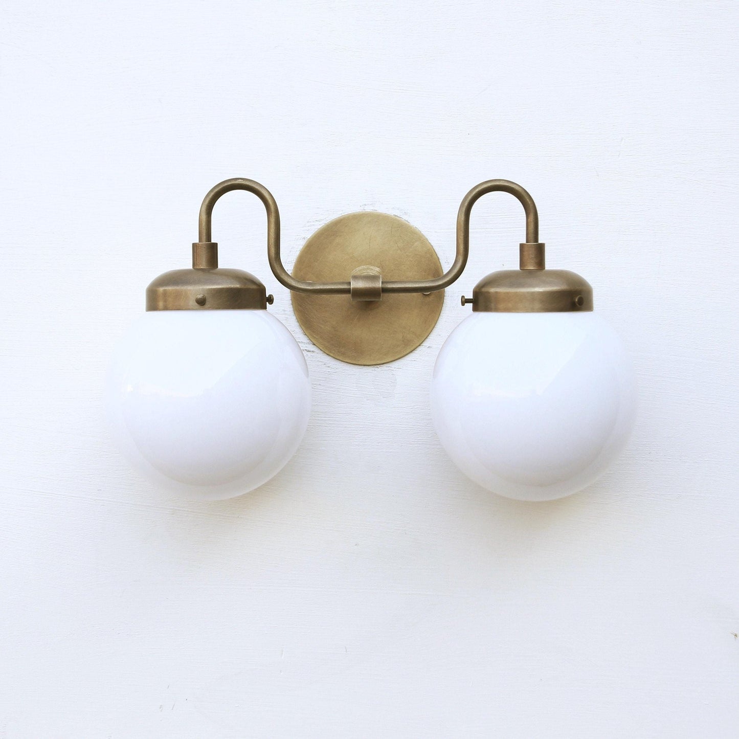 Two-Light Gooseneck Globe Vanity Sconce