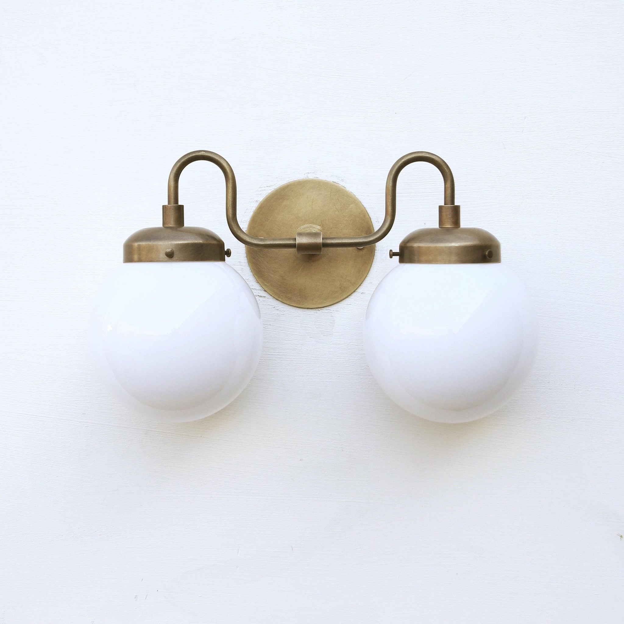 Two-Light Gooseneck Globe Vanity Sconce
