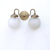 Two-Light Gooseneck Vanity Sconce with Cut Glass Globes