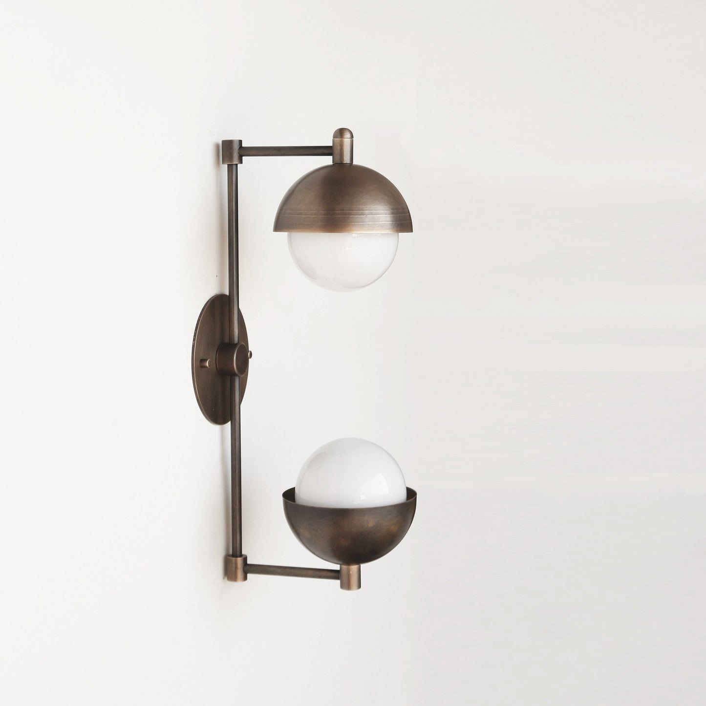 Two-Light Half-Dome and Globe Wall Sconce