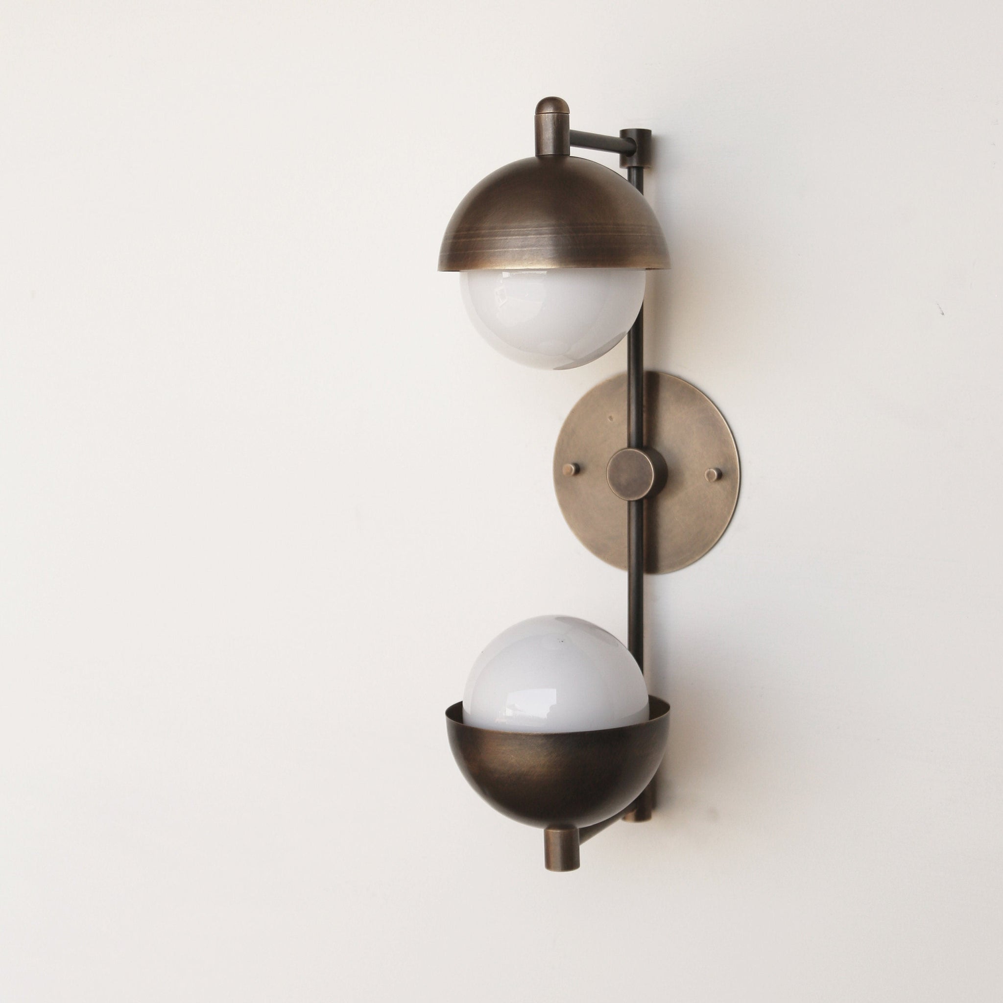 Two-Light Half-Dome and Globe Wall Sconce