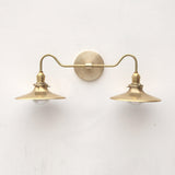 Two-Light Industrial Brass Shade Wall Sconce