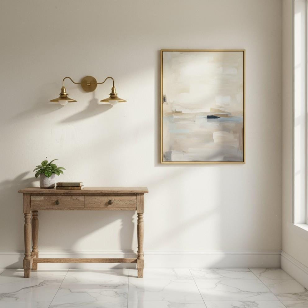 Two-Light Industrial Brass Shade Wall Sconce