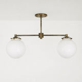 Two-Light Linear Chandelier with Opal Glass Globes