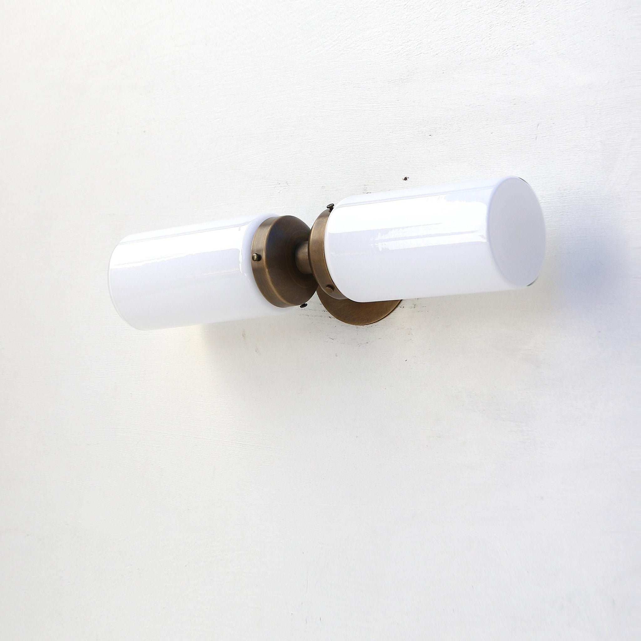 Two-Light Opal Glass Cylinder Vanity Wall Sconce