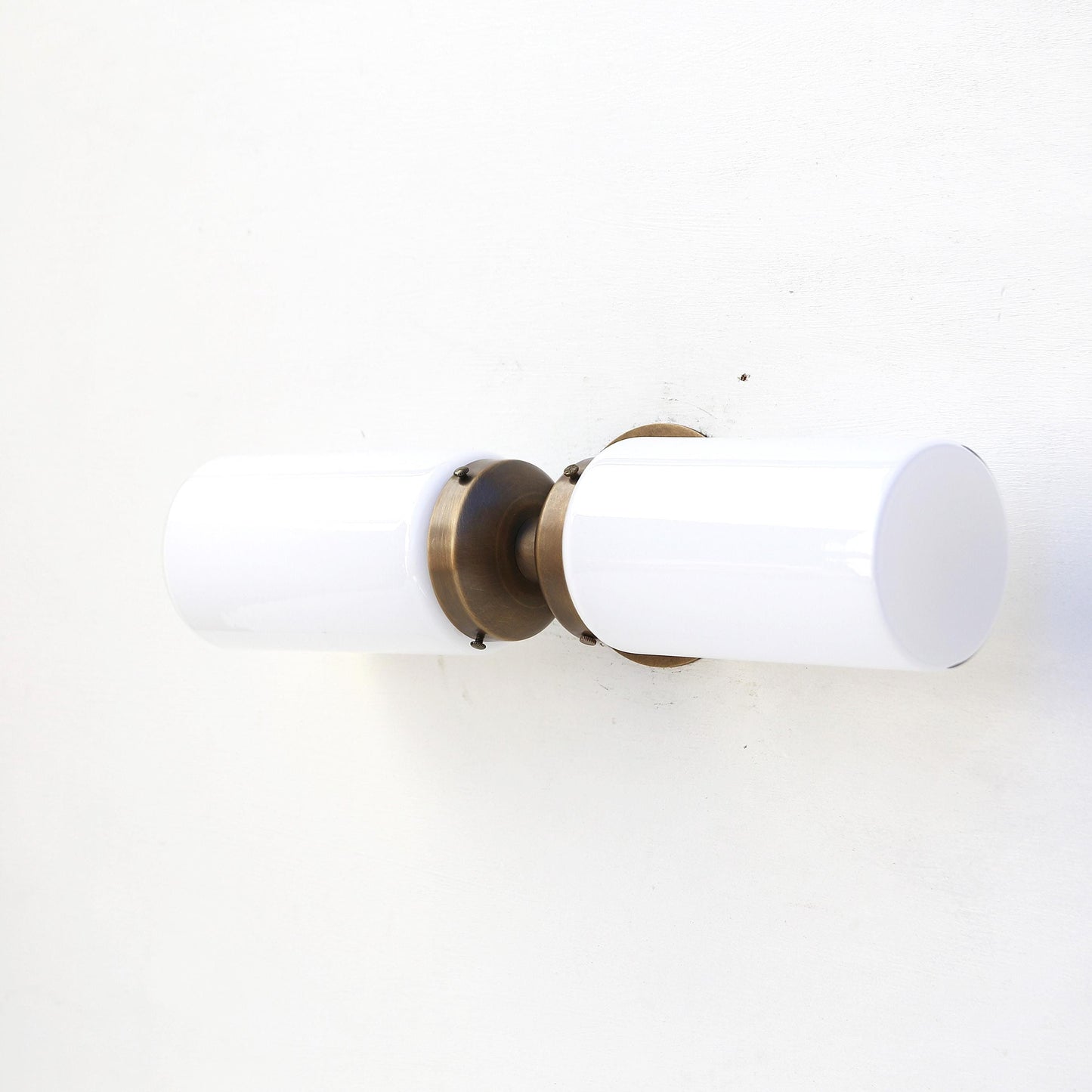 Two-Light Opal Glass Cylinder Vanity Wall Sconce
