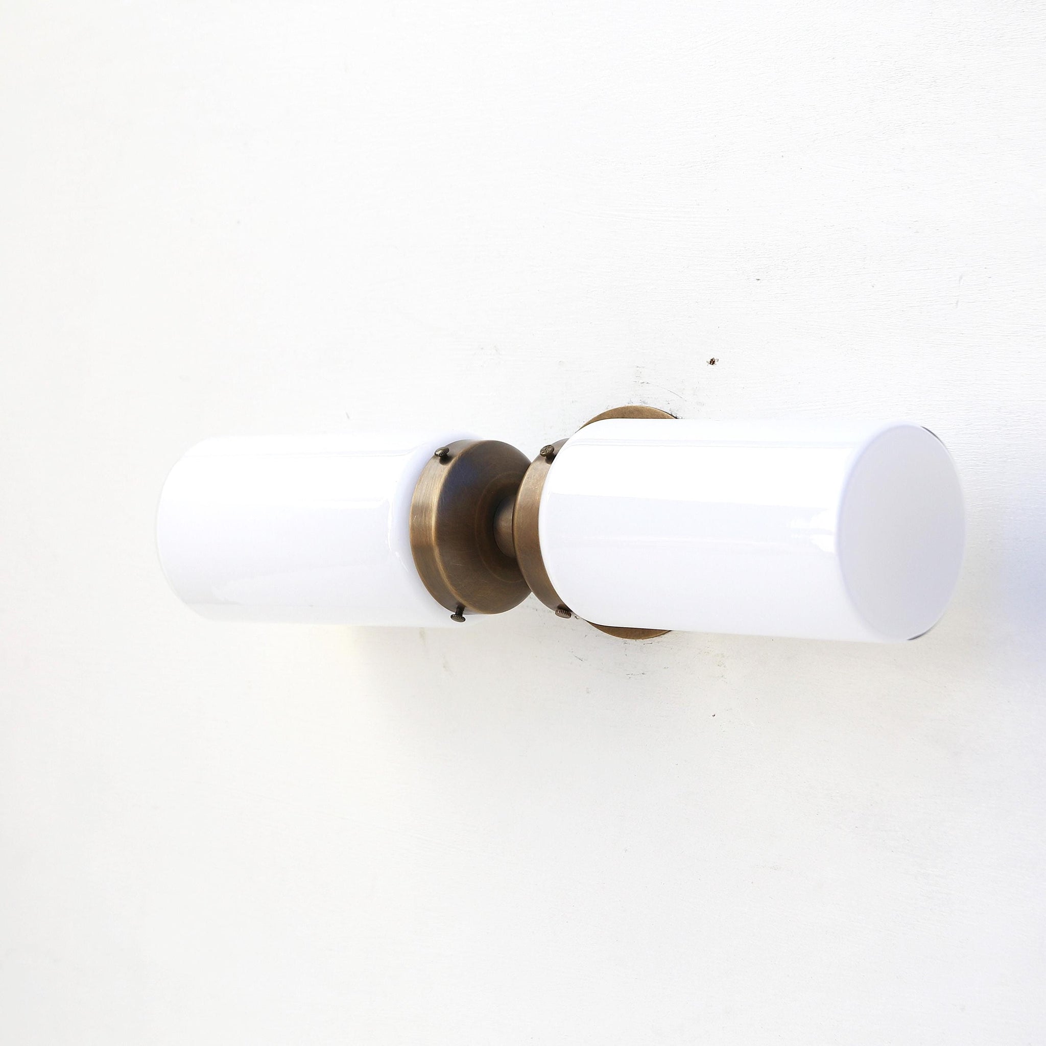 Two-Light Opal Glass Cylinder Vanity Wall Sconce