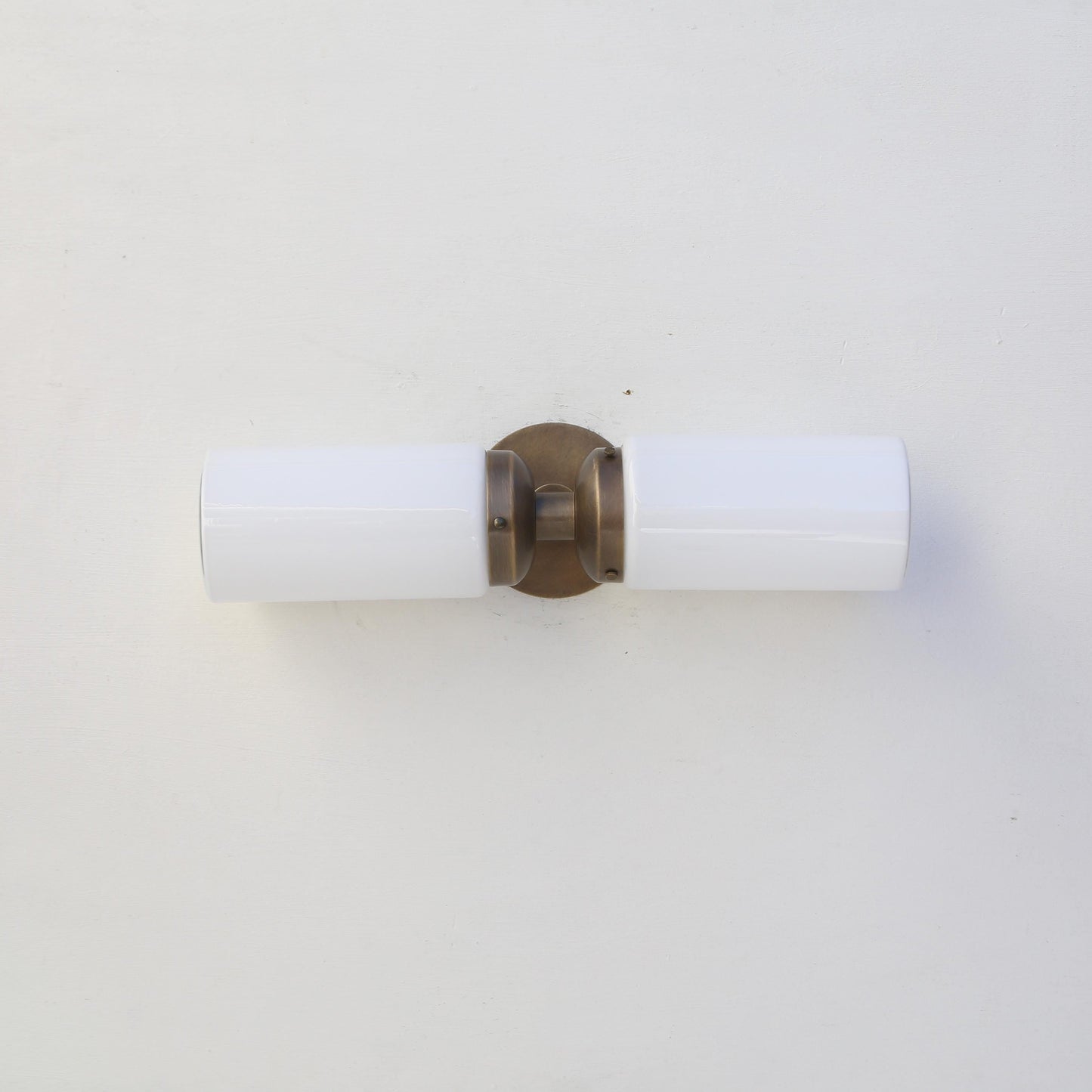 Two-Light Opal Glass Cylinder Vanity Wall Sconce