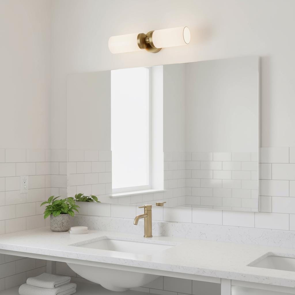 Two-Light Opal Glass Cylinder Vanity Wall Sconce