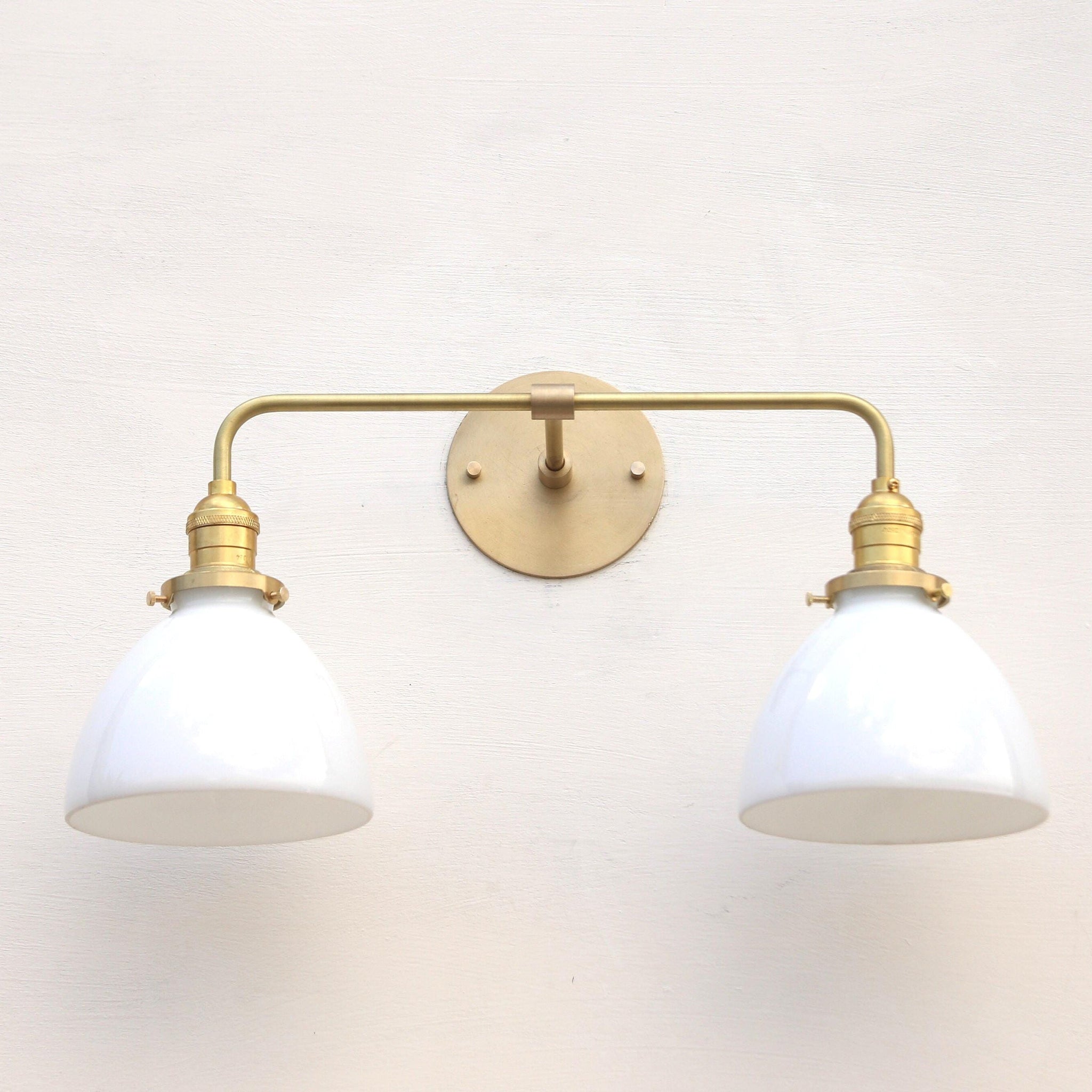 Two-Light Opal Glass Dome Vanity Sconce