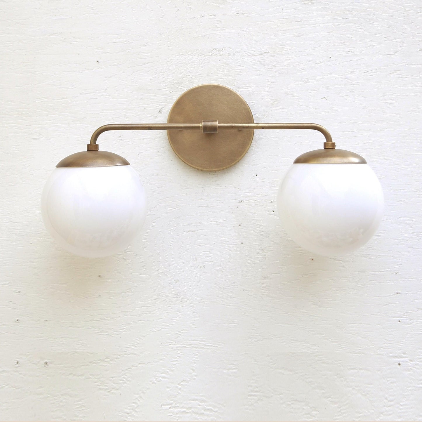 Two-Light Opal Globe Bathroom Vanity Wall Sconce