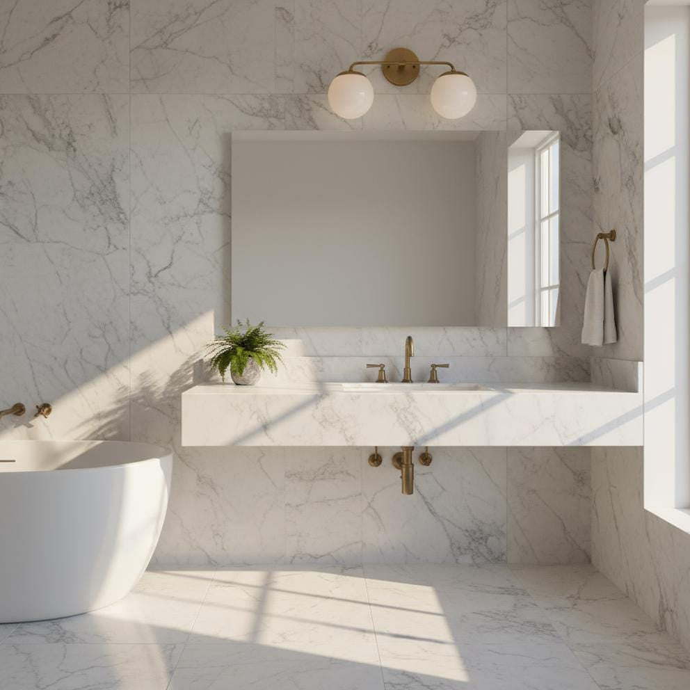 Two-Light Opal Globe Bathroom Vanity Wall Sconce