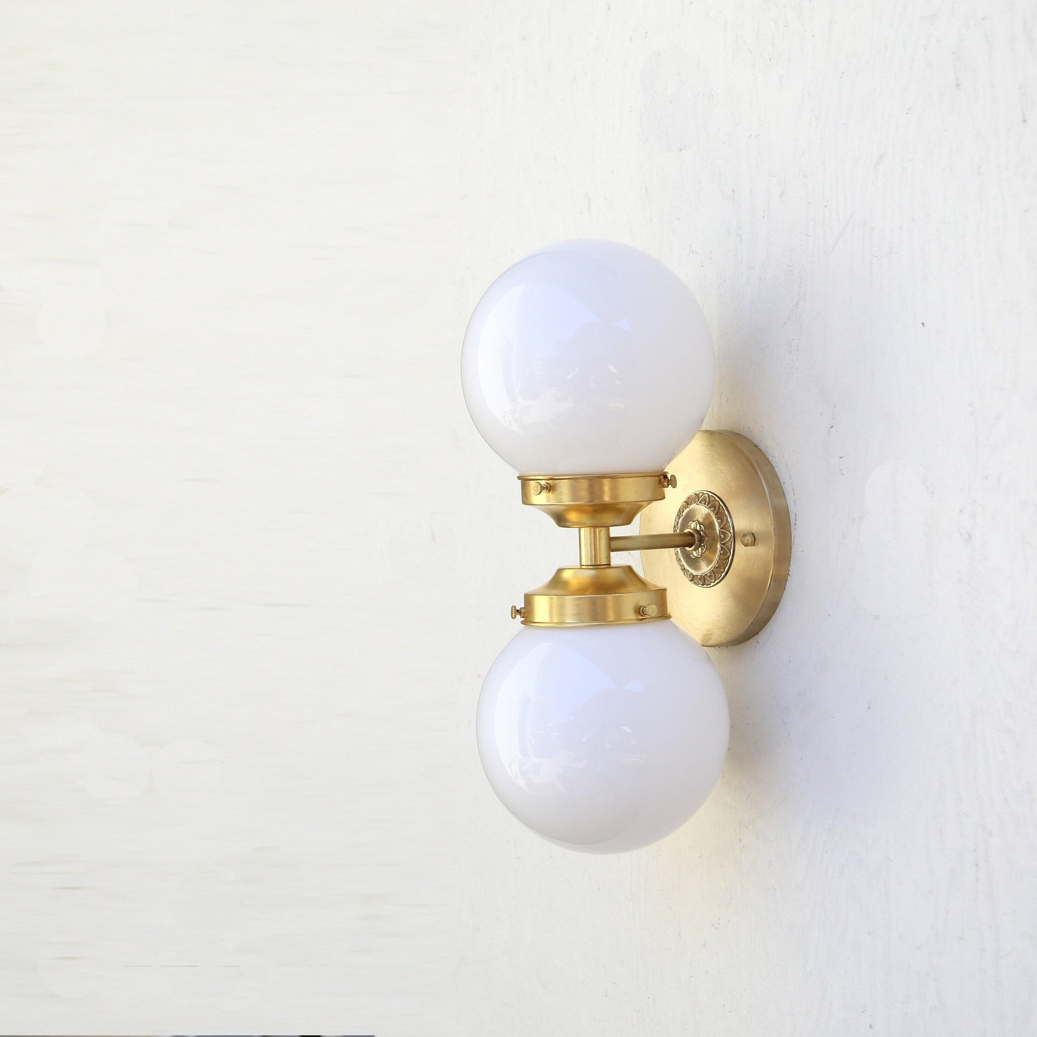 Two-Light Opal Globe Vanity Wall Light