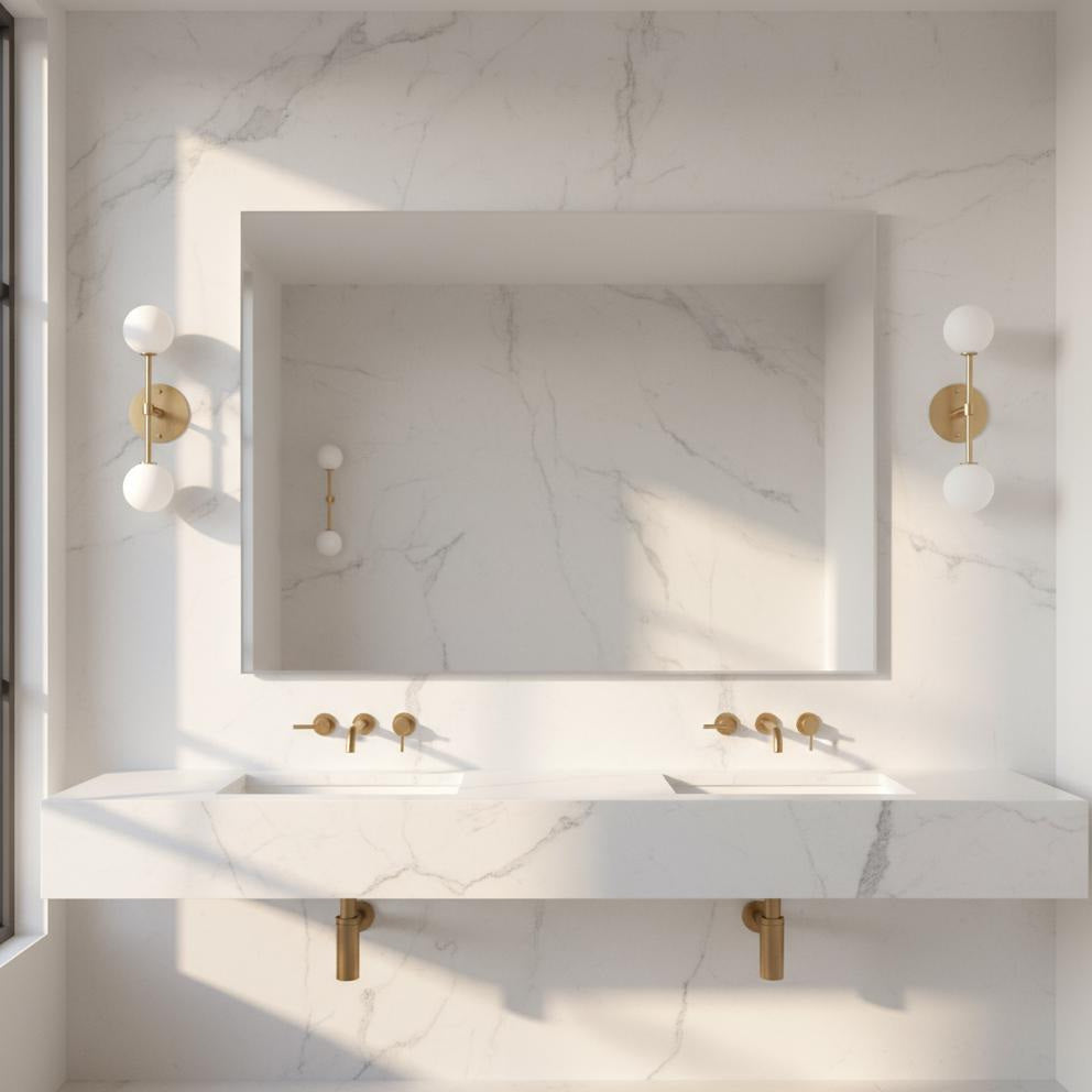 Two-Light Opal Globe Vanity Wall Sconce