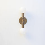 Two-Light Opal Globe Wall Sconce, 18 Inch