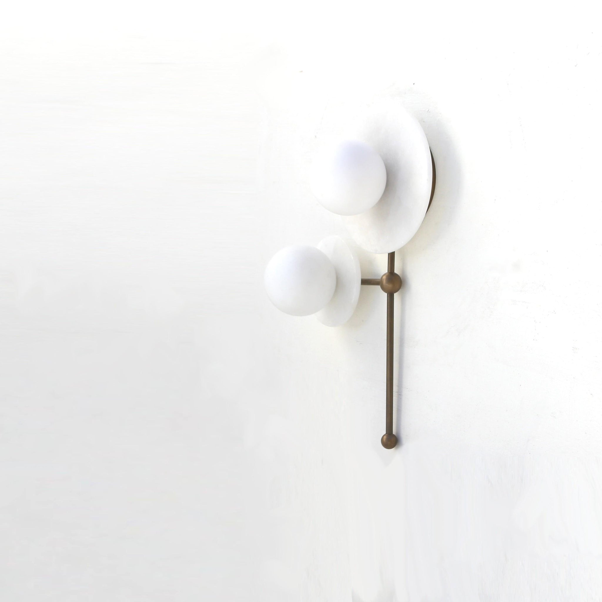 Two-Light Opal Globe Wall Sconce with Offset Stem