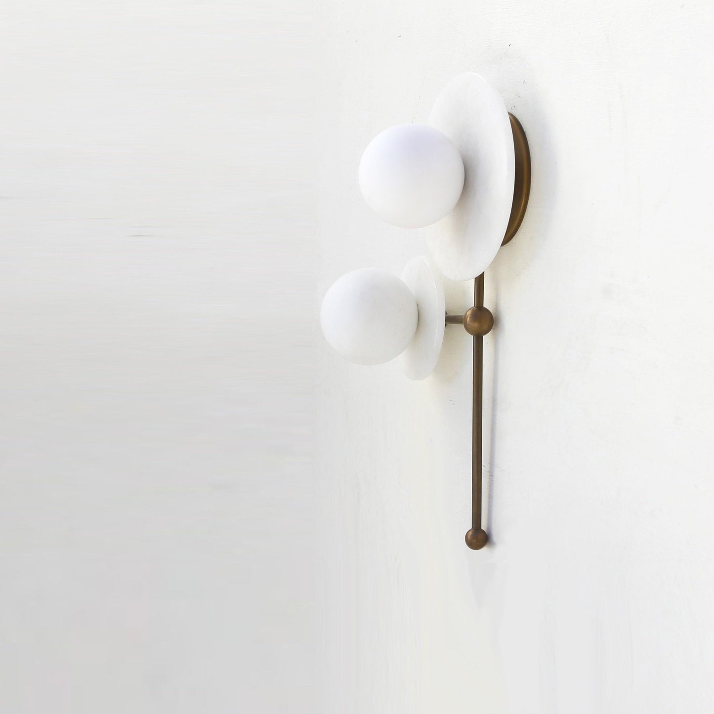 Two-Light Opal Globe Wall Sconce with Offset Stem
