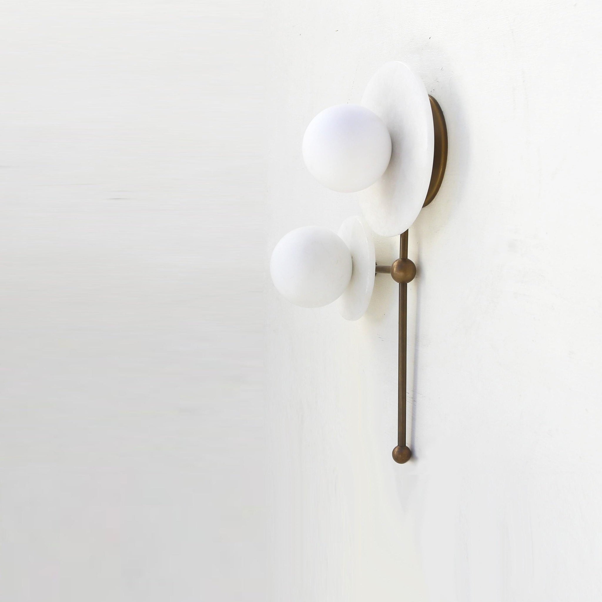 Two-Light Opal Globe Wall Sconce with Offset Stem