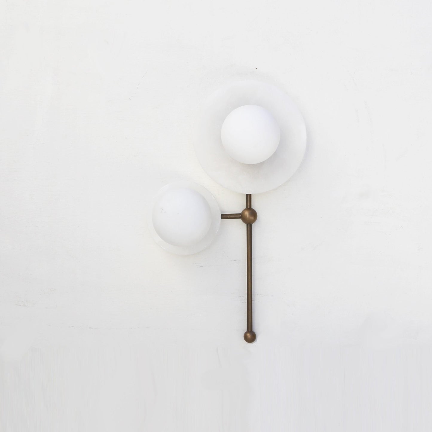 Two-Light Opal Globe Wall Sconce with Offset Stem