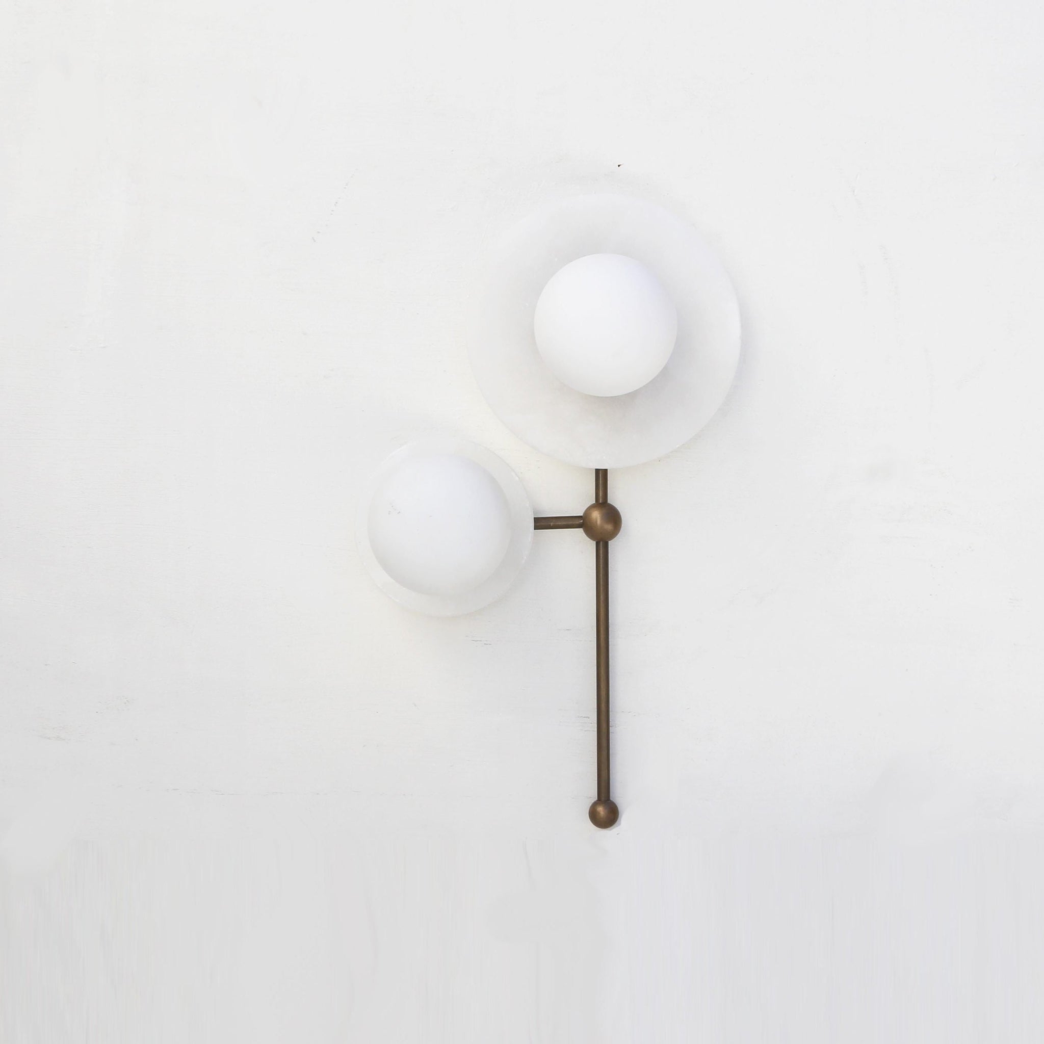 Two-Light Opal Globe Wall Sconce with Offset Stem