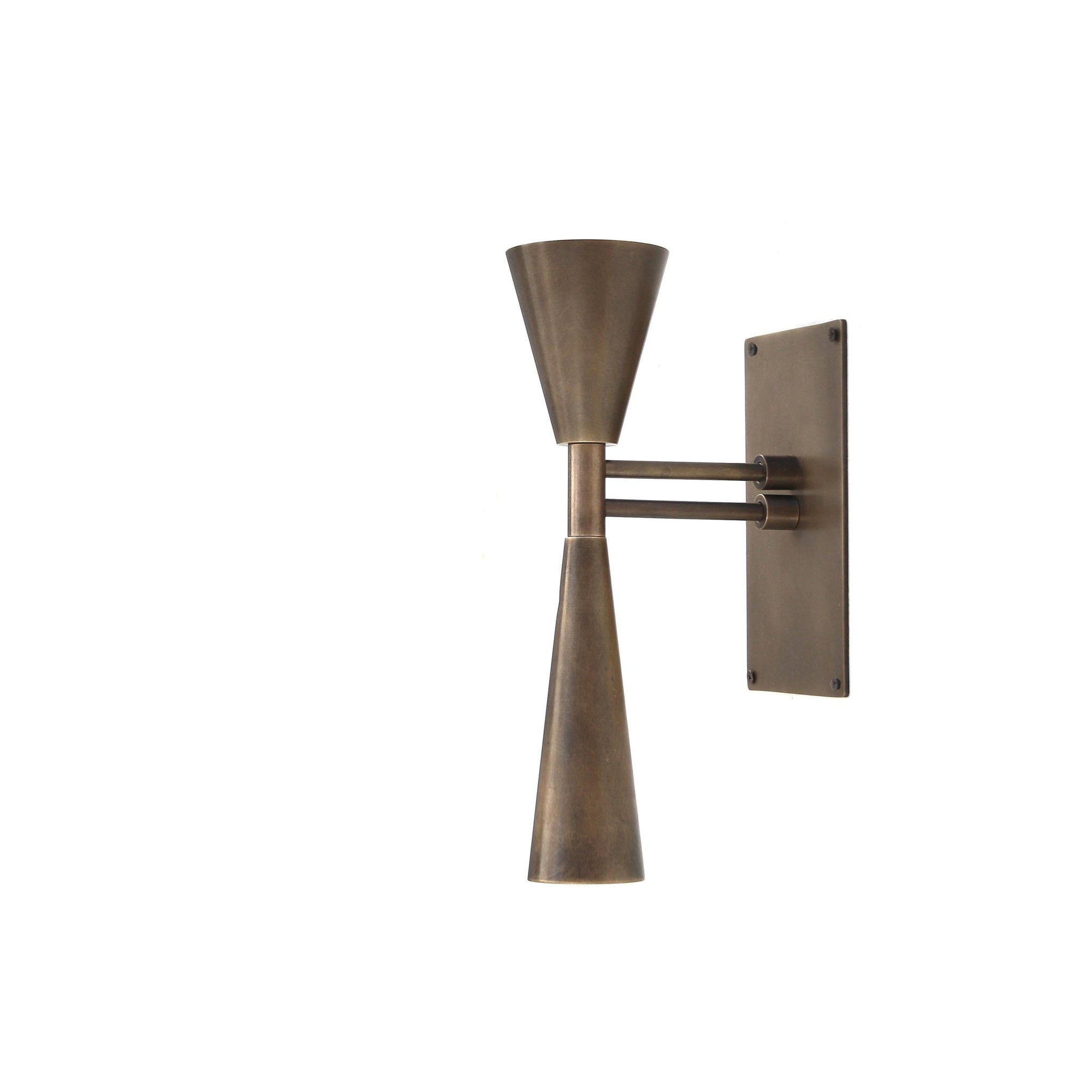 Two-Light Slim Brass Double-Cone Wall Sconce